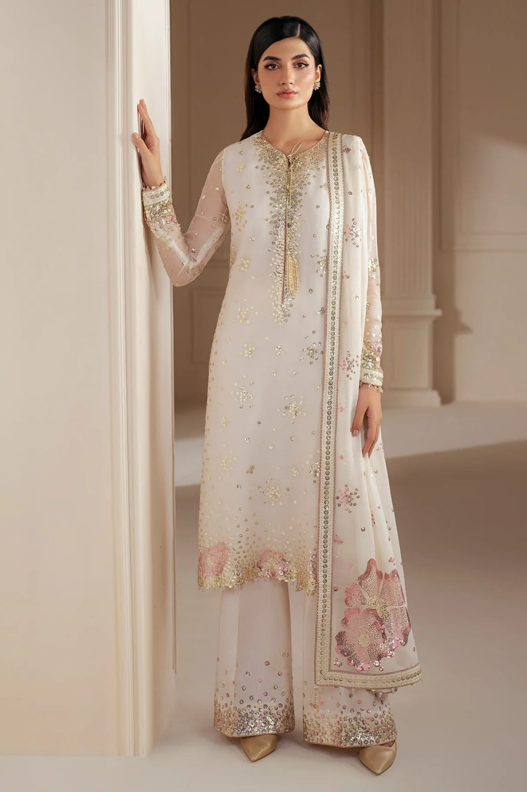 Jazmin Luxury Chiffon Unstitched 3-Piece Embroidered Suit
