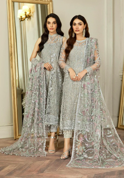 ZARIF net embroidered hand emblished luxury unstitched 3pc